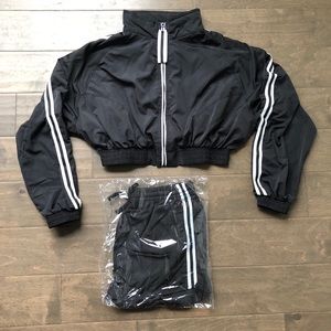 Women Crop Top Windbreaker Short Set